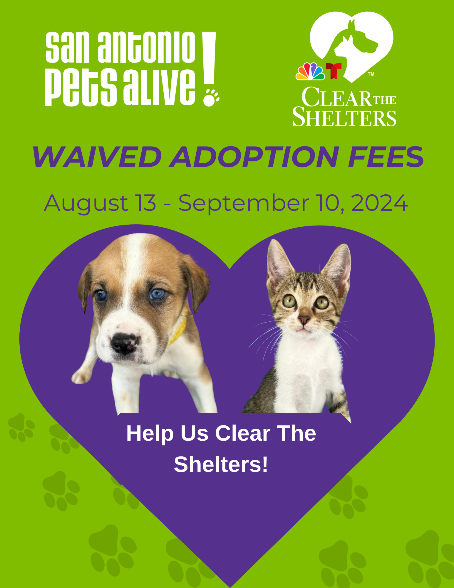 Clear the Shelters: Adoption Fees Waived!